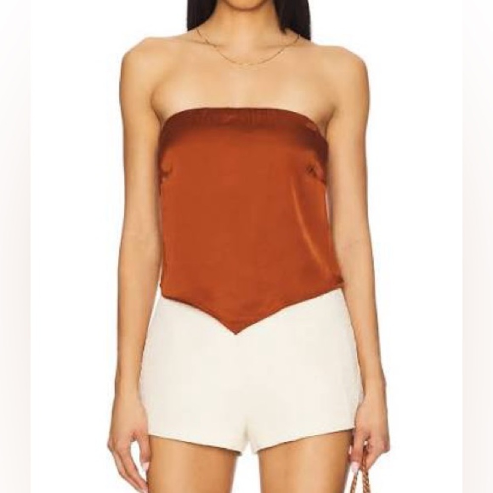 Good American Satin Handkerchief Top in Copper